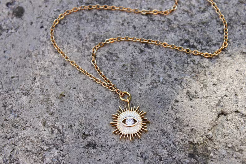 Crystal Eye Sunburst Necklace
